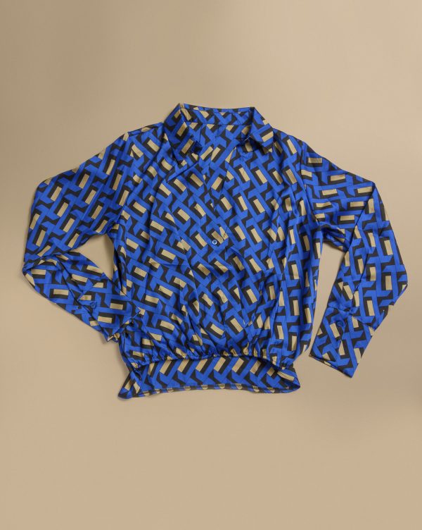 Camisa Estampada Azul con Amarillo